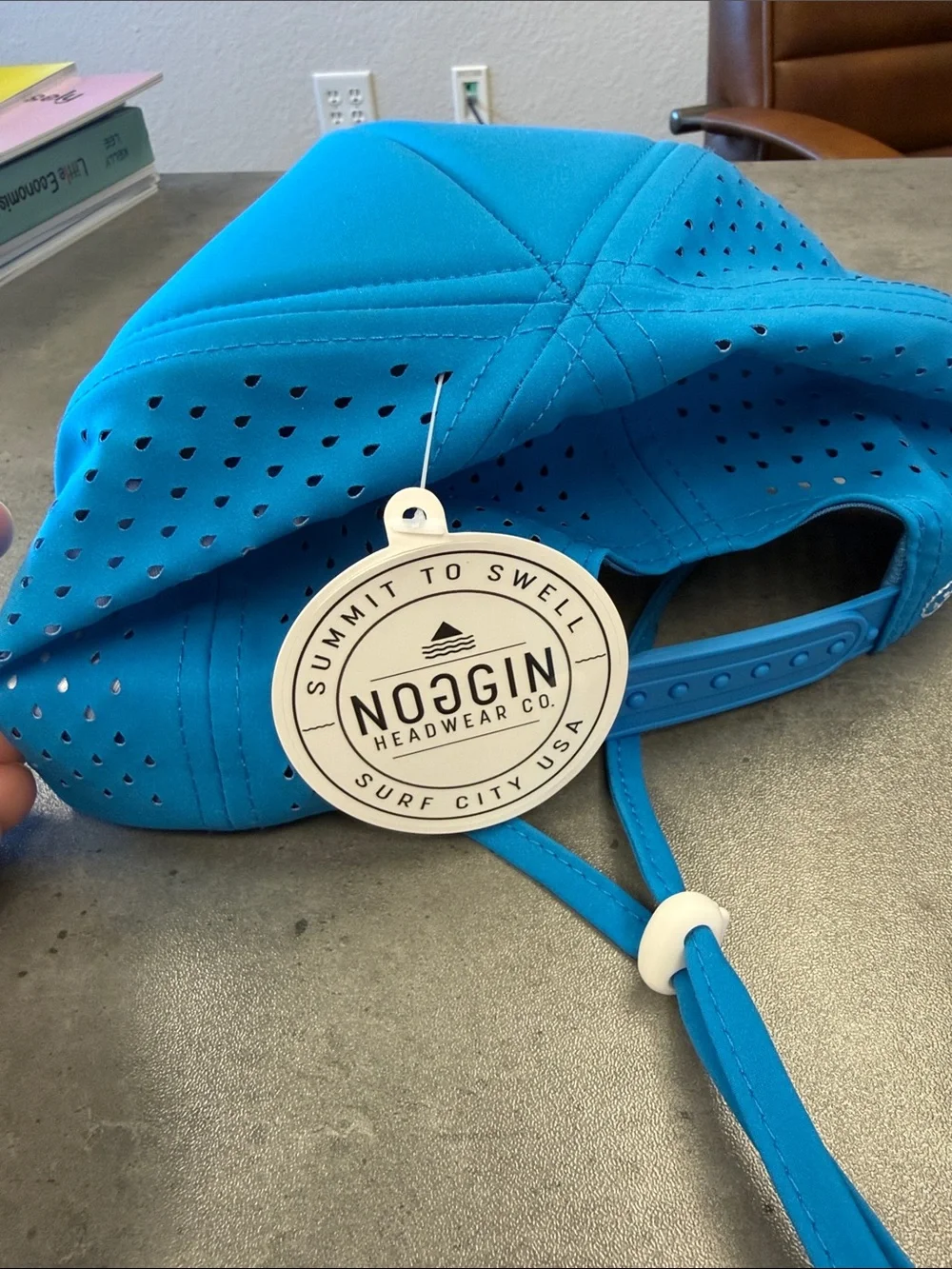Kids Foam Trucker Cap with Raised H - Blue & Light Green